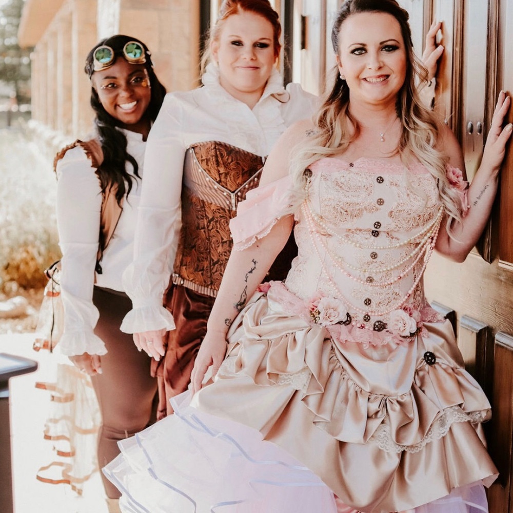 Hand made, custom steampunk wedding dress!